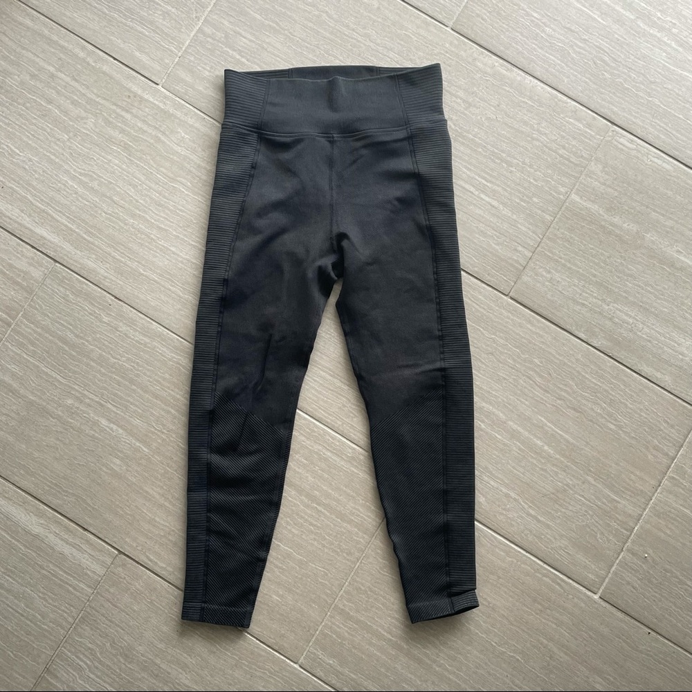 Aerie Offline Dark Charcoal Gray Ribbed High Waisted Cropped Legging Size Medium